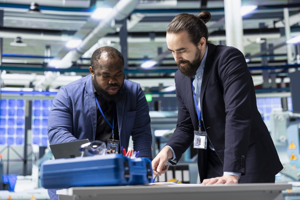 multiethnic business associates engineers gather discussion